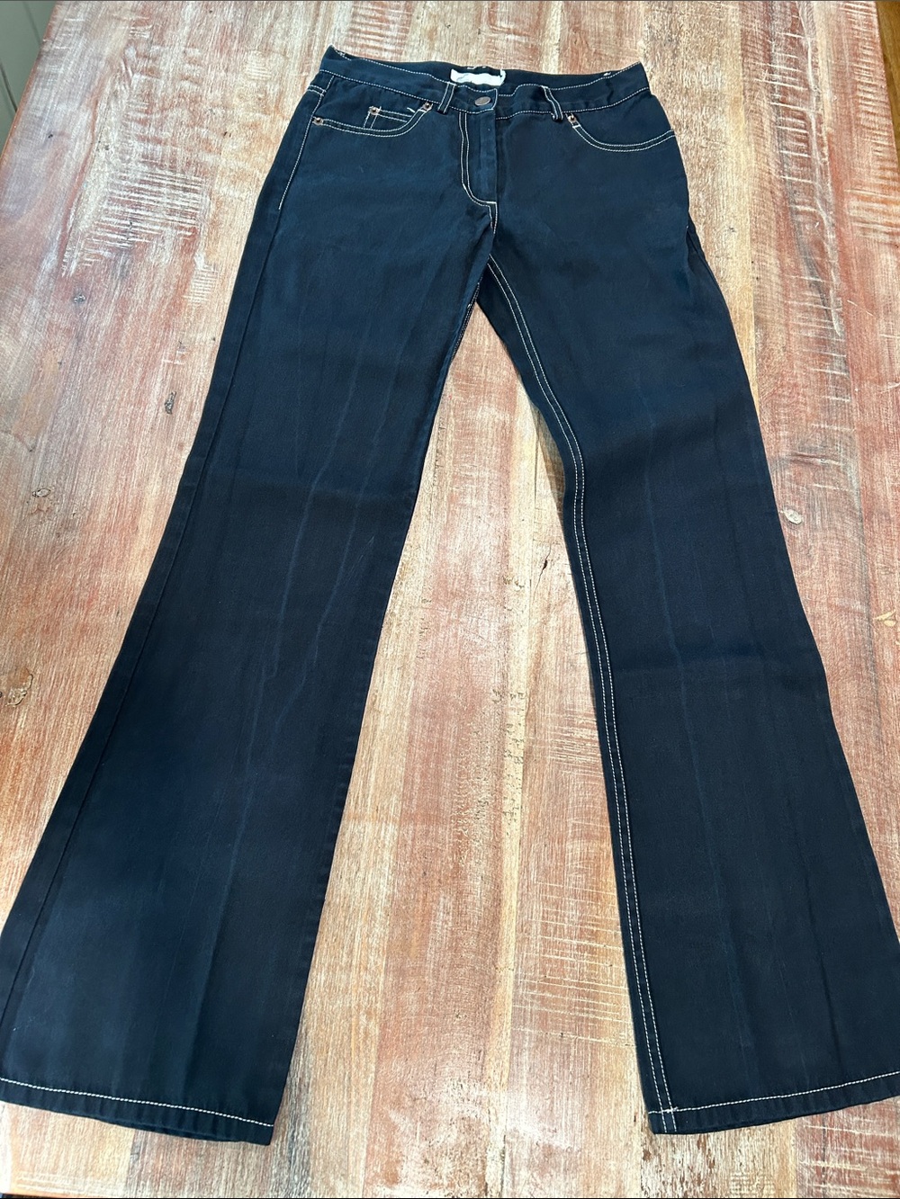 Rare Mint ‘90s Katayone Adeli Black Jeans  with White Contrast Stitching